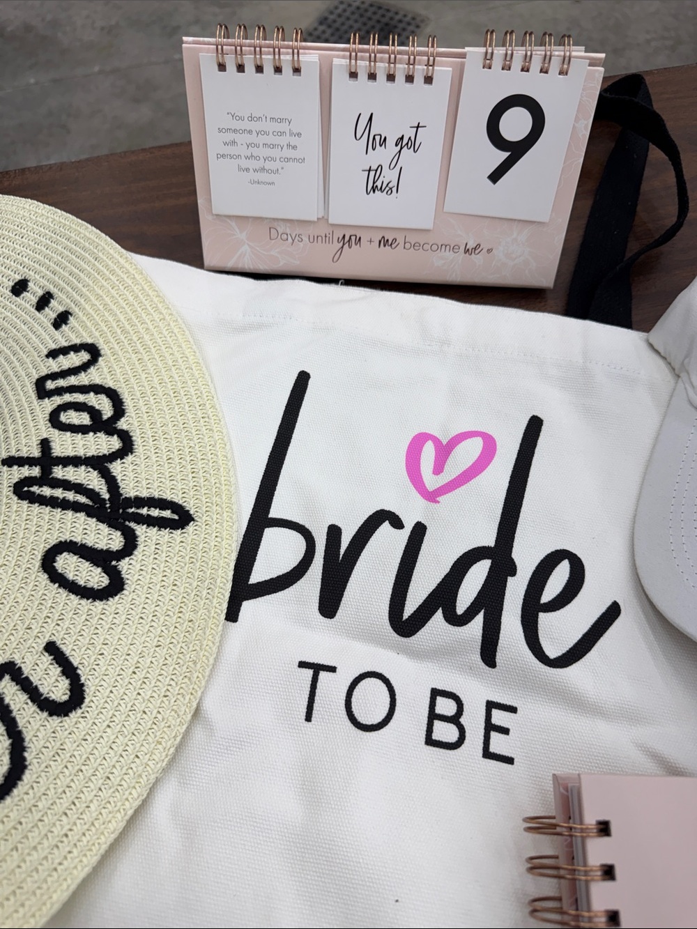 Bride Bundle To Be Tote Bag, with 'Happily Ever After' Sun Hat, organizer etc.- - Picture 2 of 15